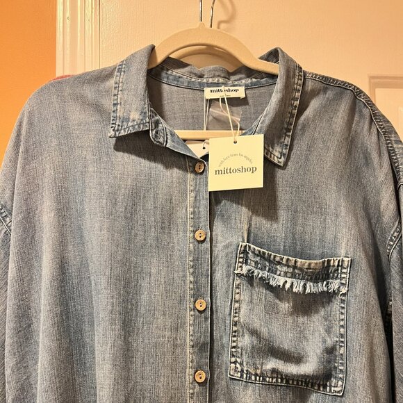 NWT: Mittoshop Tencel Chambray Button Down Shirt - Picture 8 of 8